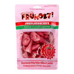 Frukost - Jordgubbschips – förpackning med frystorkade jordgubbschips