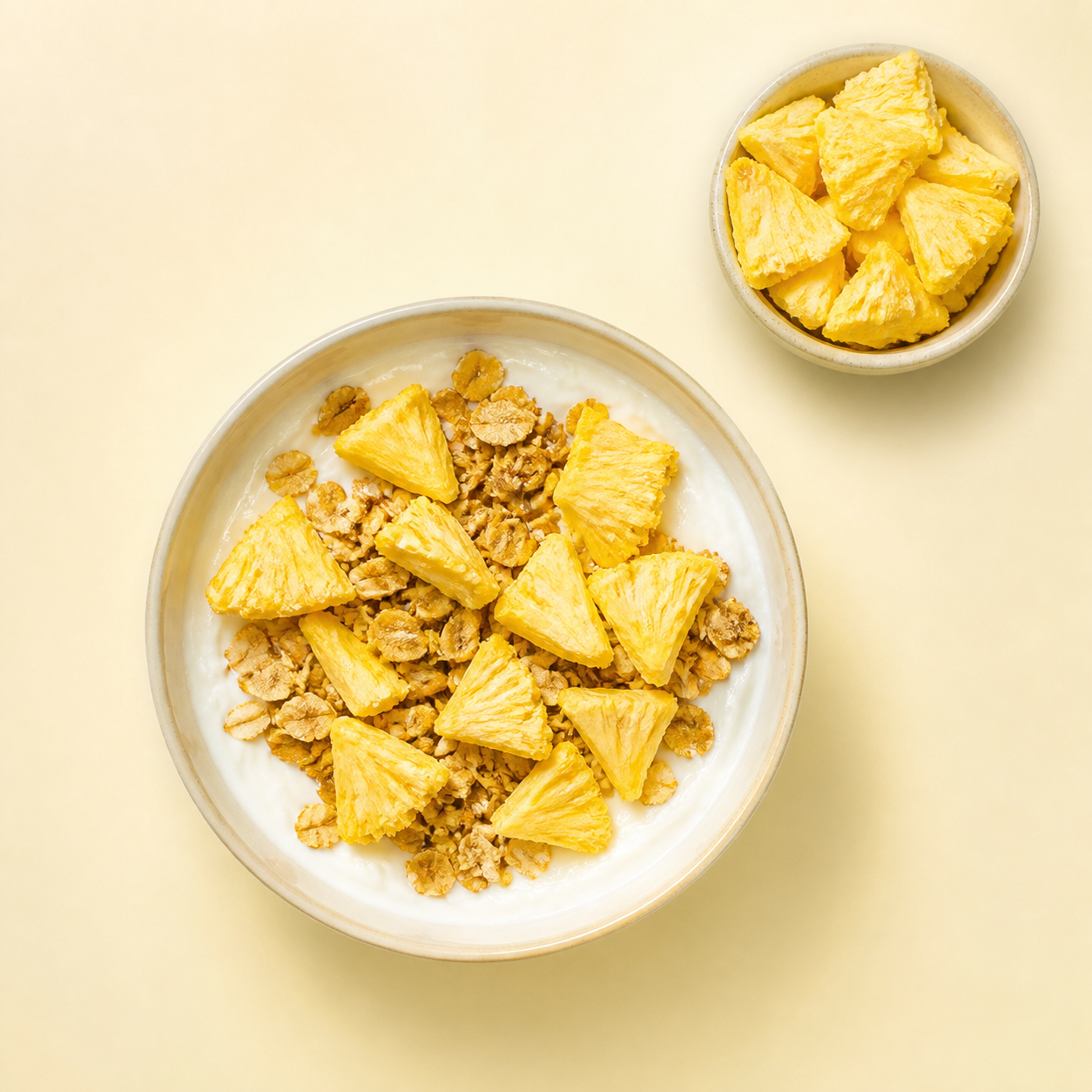 Servering med frystorkad ananas