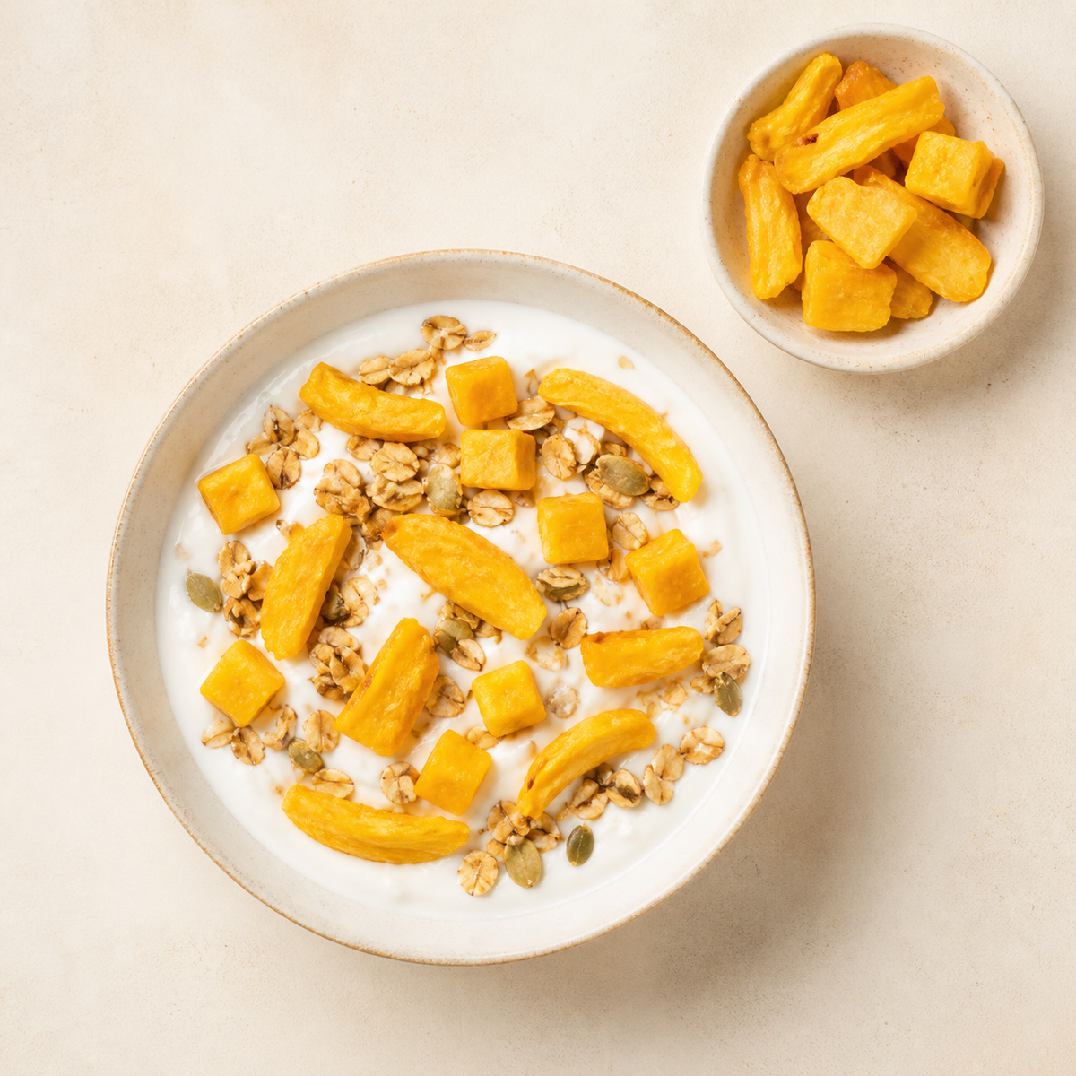 Serveringsförslag med frystorkad mango
